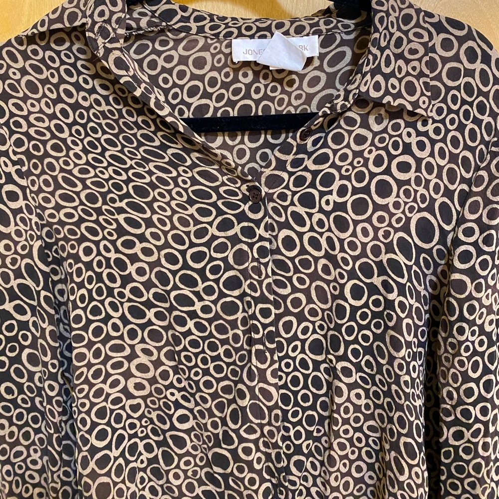 Vintage Funky Brown Patterned Button Down - image 1